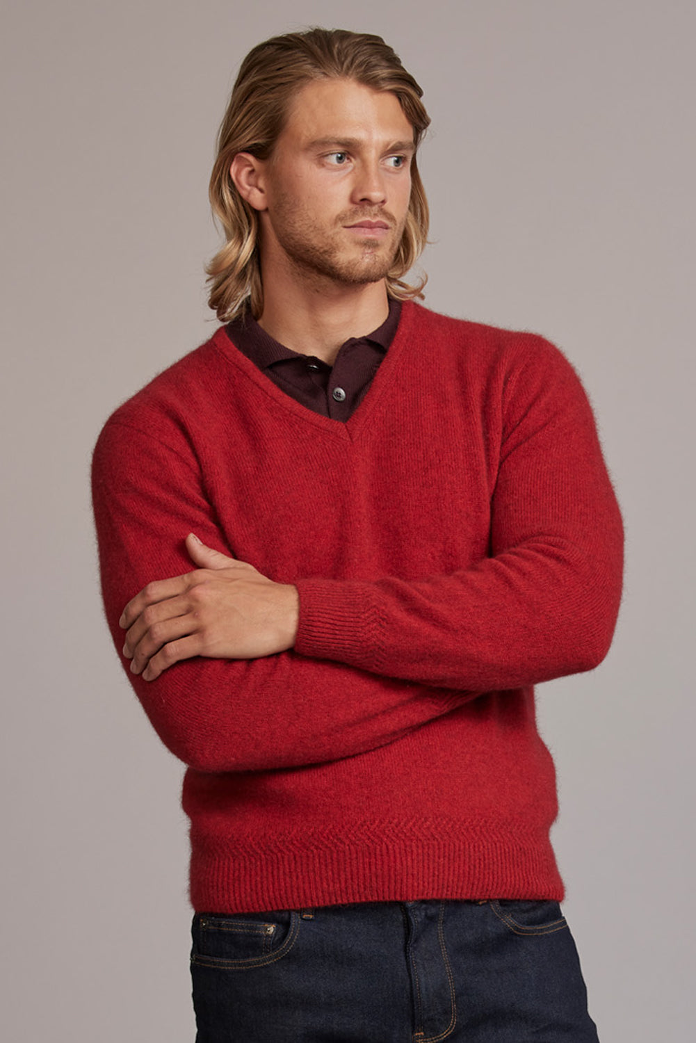 Rack Stitch V-Neck Jersey