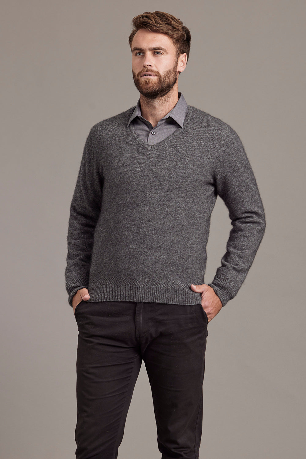 Rack Stitch V-Neck Jersey