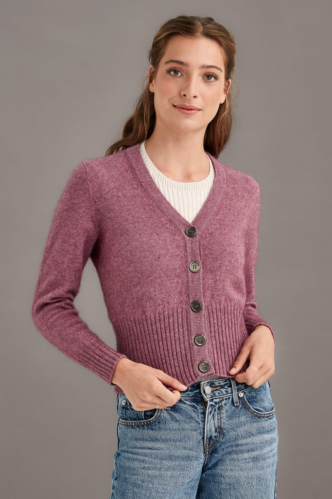 Possum Merino Rib Cardi | McDonald Textiles