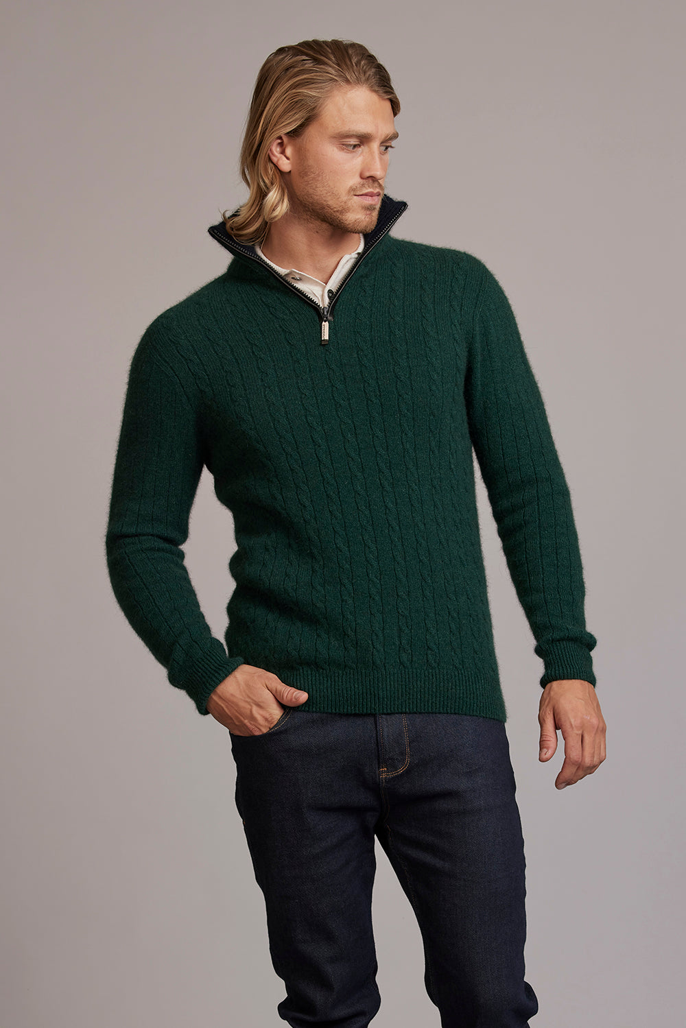 Cable Jersey wth Contrast Trim