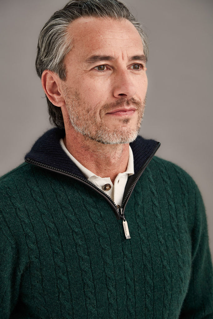 Cable Jersey with Contrast Trim - McDonald Textiles