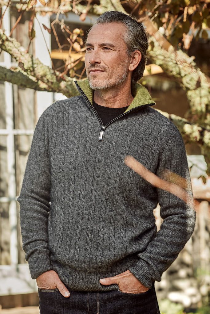 Cable Jersey with Contrast Trim - McDonald Textiles